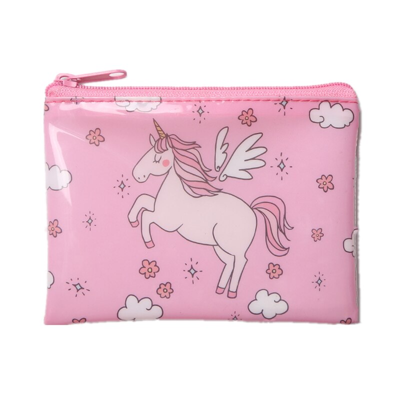 12*9cm Children's Coin Purse Cartoon Unicorn Printing Zipper Wallet For Key Change PVC Mini Waterproof Clutch