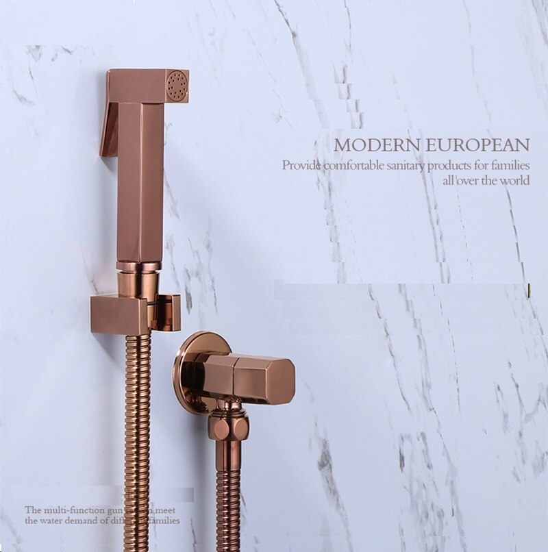 Mttuzk Borstel Goud Vierkante Bidet Badkamer Handdouche Bidet Wc Spuit Hygiënische Douche Bidet Tap Wall Mounted Bidet Kraan Set