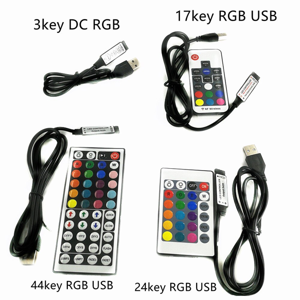Dc 5V Usb Led Rgb Controller Mini 3 Sleutels Dimmer 24Key 44key Ir Afgelegen 17 Toetsen Rf Draadloze Afgelegen controle Voor Usb Rgb Led Strip