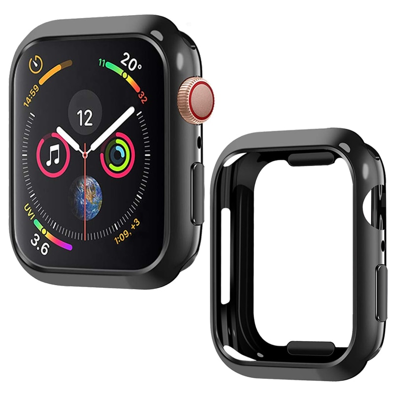 Laforuta Case Voor Apple Horloge Serie 4 Cover 44Mm 40Mm Bumper Zwart Tpu Ultradunne Protector Horlogekast voor Iwatch 4