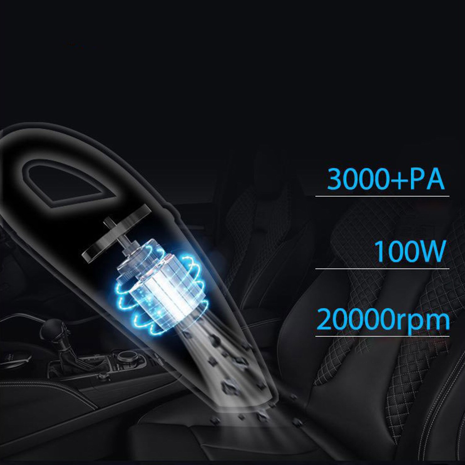 3000mbar Car Vacuum Cleaner Dust Buster Handheld Vacuum Cordless Quick Charging for Home Kitchen Car Wet Dry Cleaning
