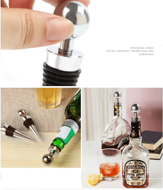 Red wine Plugs Round head wine stopper high-grade zinc alloy stainless steel wine bottle stopper metal wine cover.