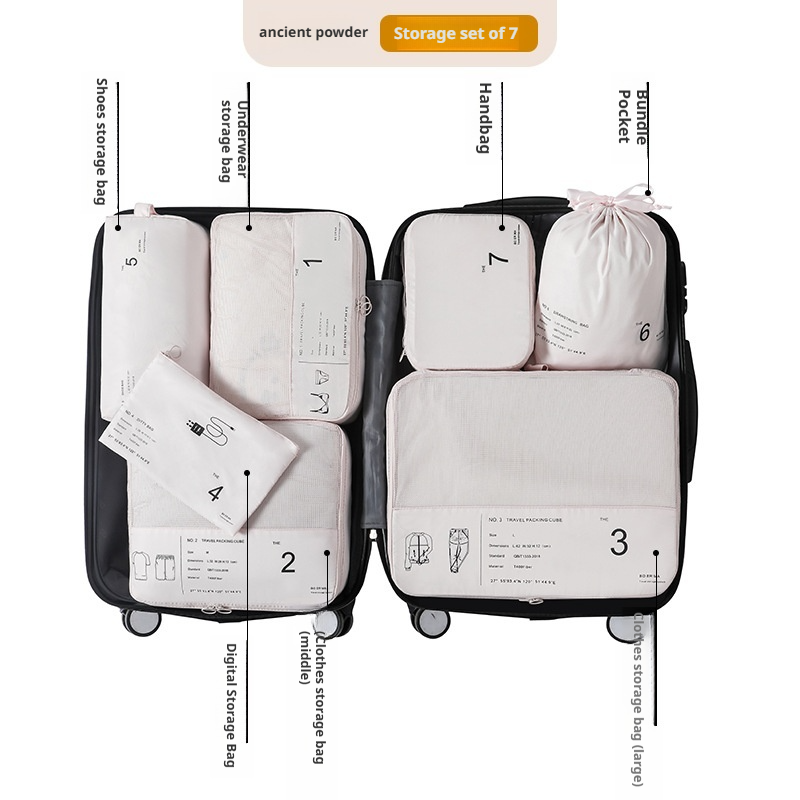 Cubos de embalaje para viaje, organizador de maletas portátil, bolsa de almacenamiento de ropa, accesorios de viaje, bolsas de equipaje para maletas de mano: BLANCO