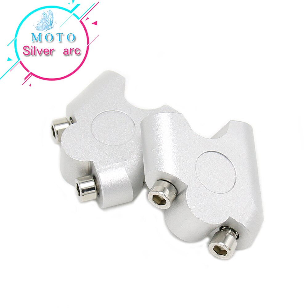 Vstrom 2Pcs 7/8 "22Mm Motorcycle Cnc Aluminium Stuur Riser Clamp Mount Taper Voor Suzuki DL650 V-STROM Dl 650 DL1000: silver