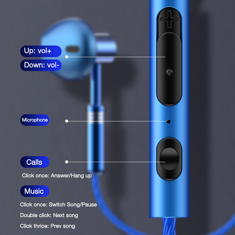 EARDECO-auriculares estéreo 9D con micrófono, audífonos con cable, intrauditivos, auriculares de graves, Auriculares deportivos con cable