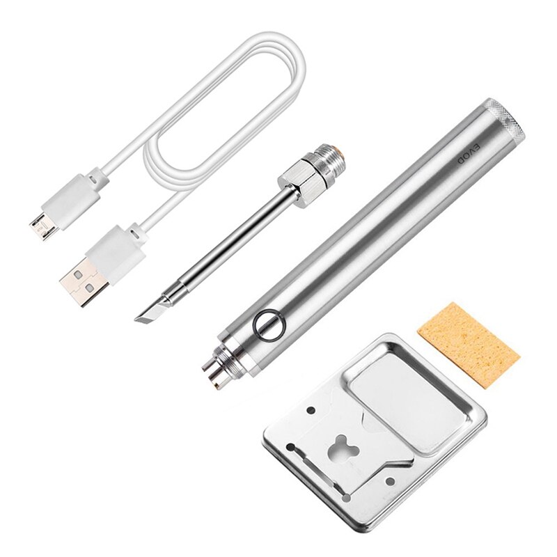 Wireless Soldering Iron Rechargeable Soldering Iron USB Soldering Iron 510 Interface Soldering Iron Tip: Zilver