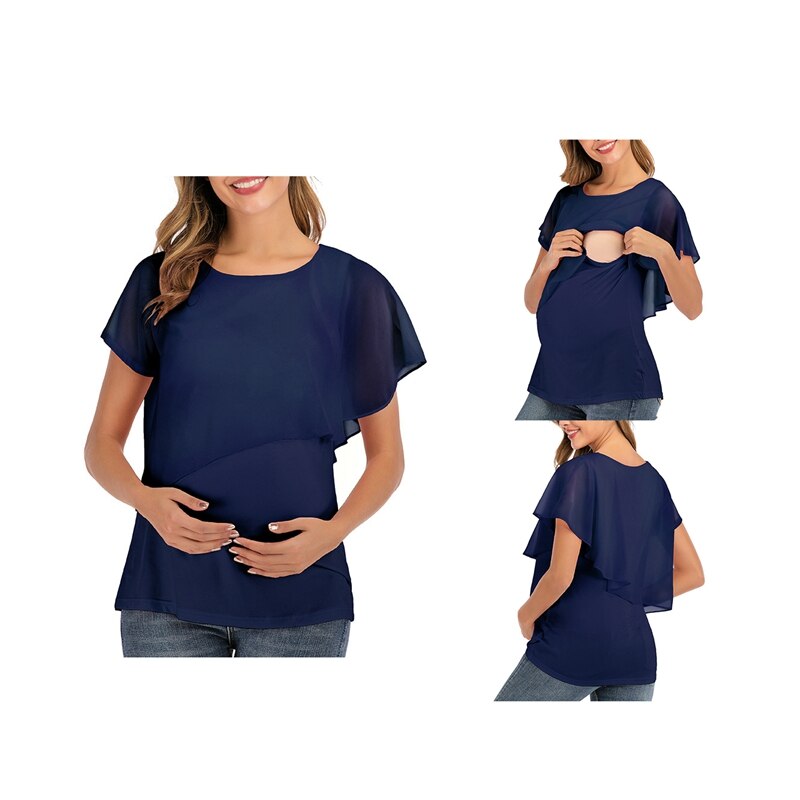 Barsel tøj kortærmet skjorte solid til amning t-shirt graviditet kvinder toppe