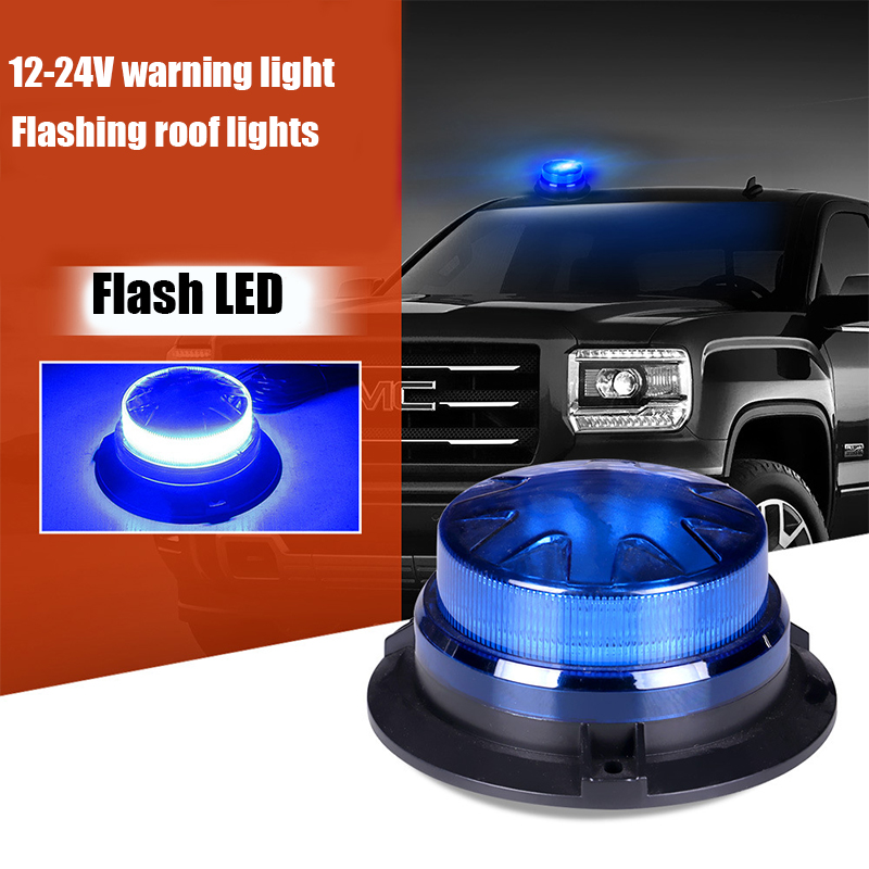 Luz LED estroboscópica de emergencia azul con Base magnética, luz de advertencia de peligro intermitente para techo de policía de coche, lámpara de baliza de seguridad para vehículo de 12V/24V