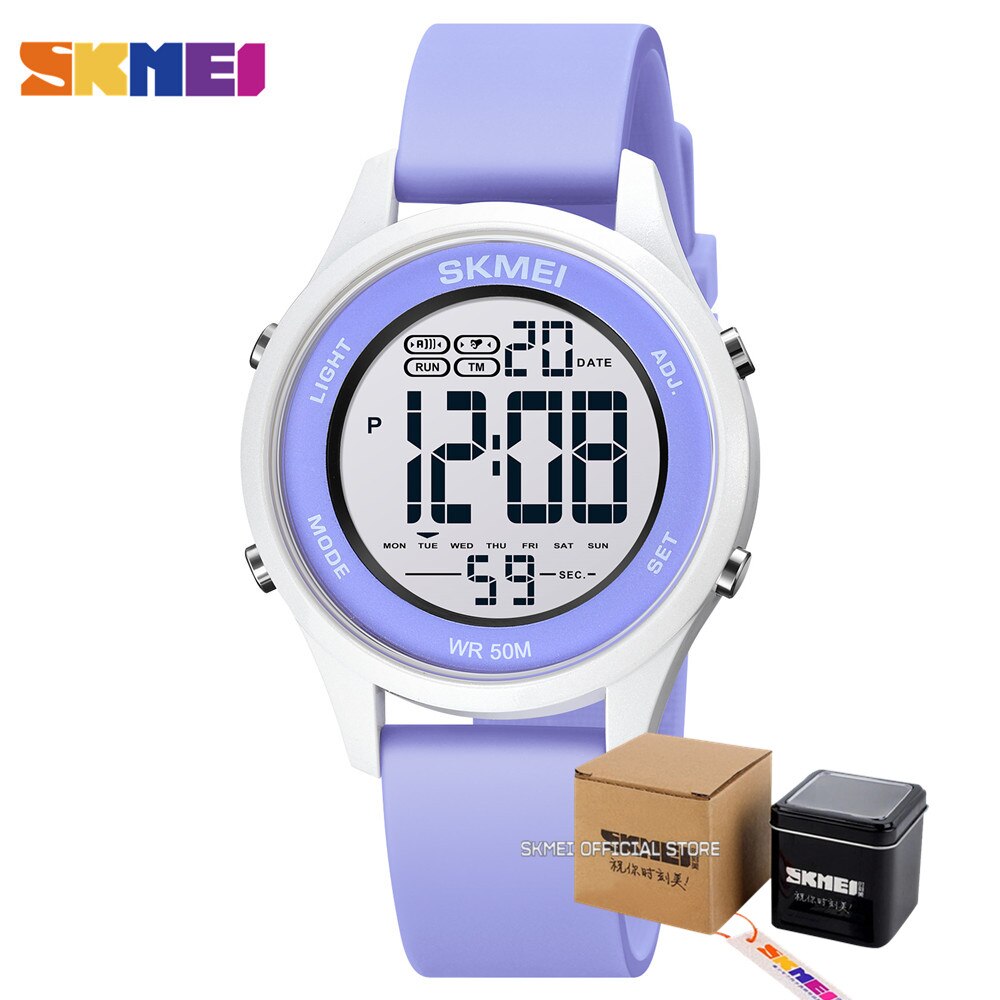 SKMEI LED Licht Digital Kinder Sport Uhren Stoppuhr Kalender 50M Wasserdichte Kinder Armbanduhren Für Jungen Mädchen Wecker: style8 with box
