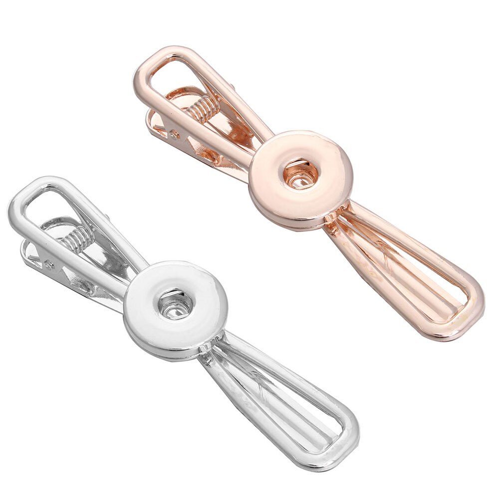 Neue Snap Schmuck Silber Farbe Rose Gold Snap Haar Clip für Frauen Mädchen Fit 18mm Charms Taste Schnappt DIY krawatte Clips Schmuck