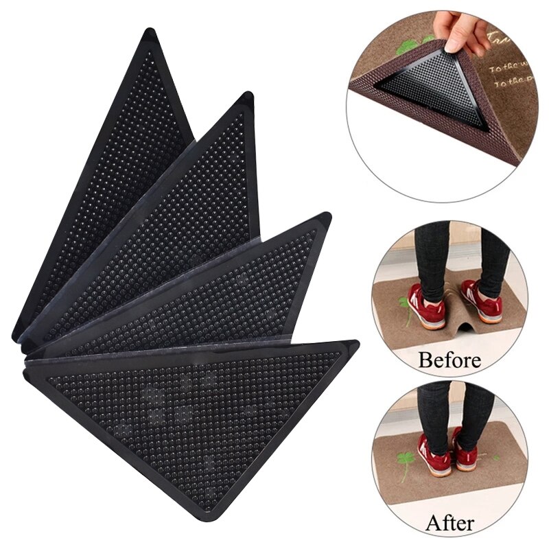 Anti-slip Sticker - Nooit meer uitglijden op je tapijt - 4 stuks - Tapijt Tape Dubbelzijdig - Dubbelzijdige Vloerkleed Kleefband - Verwijderbaar