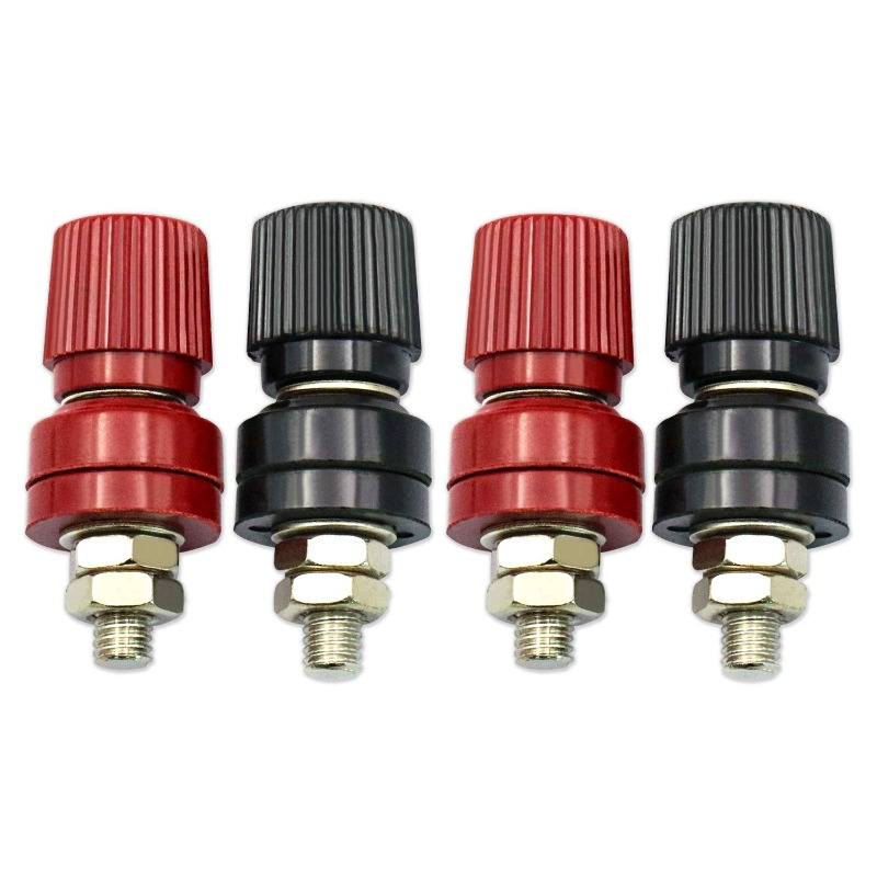 4Pcs Binding Posts Terminal M6/M8 Battery Terminal Connector 1/4” 5/16”Remote Power Terminal Copper Core Nickel-Plated Red/Black: Beige