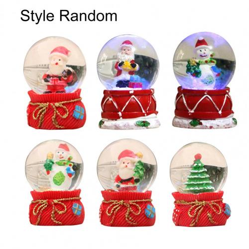 Resin Music Box Crystal Ball Snow Globe Glass Lights Christmas With Speaker Spinning Santa Claus Crafts Desktop Decoration: Default Title