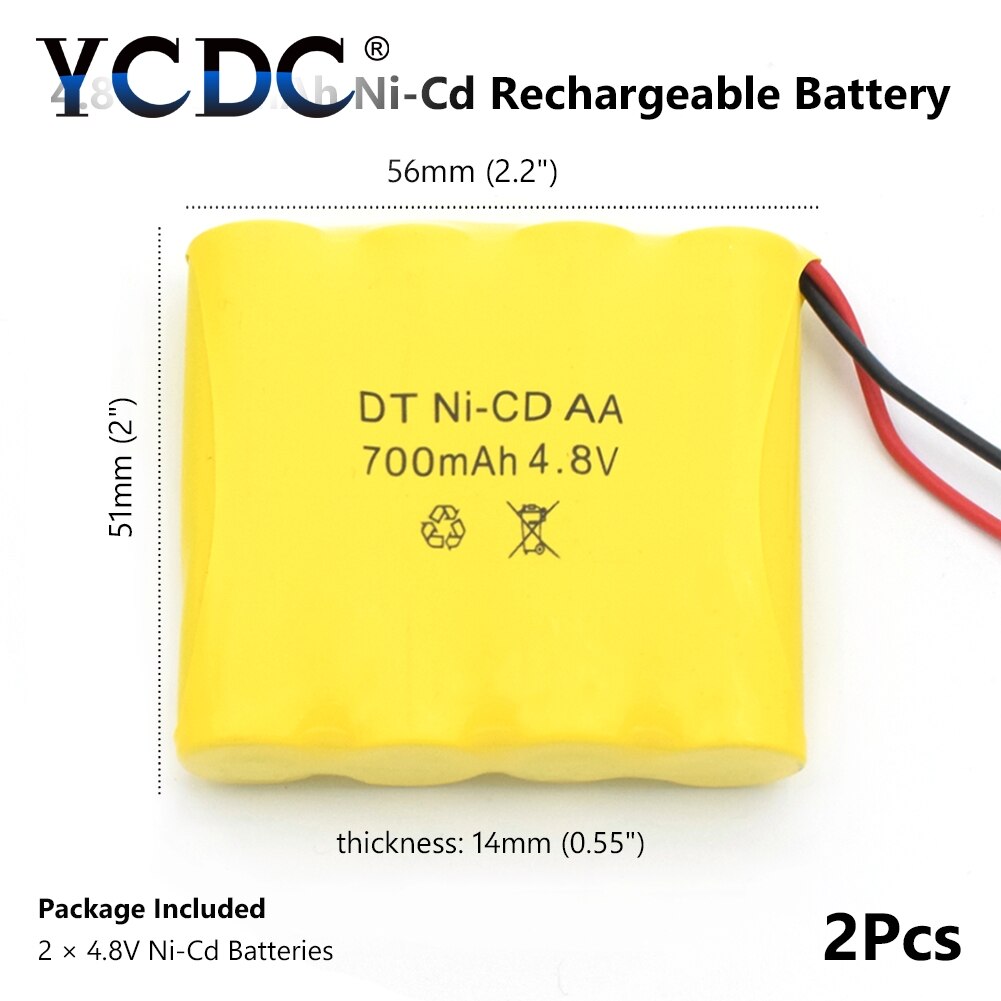 1/2/4/8x genopladelige 4.8v 700 mah ni-cd aa batteripakke til fjernbetjening legetøj elbil sm -2p stik nicd 4.8 v volt bateria: 2 x 4.8v