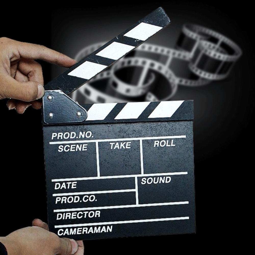 Træ 20 x 20 x 1.5cm instruktør video scene clapperboard tv film clapper board film skiferskåret rekvisit høj ydeevne