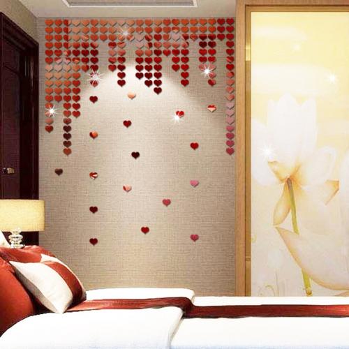 Acryl spiegel muurstickers slaapkamer tv muur 3d muurstickers mozaïek achtergrond stickers doe-het-zelf kunst muurdecoratie: Rood