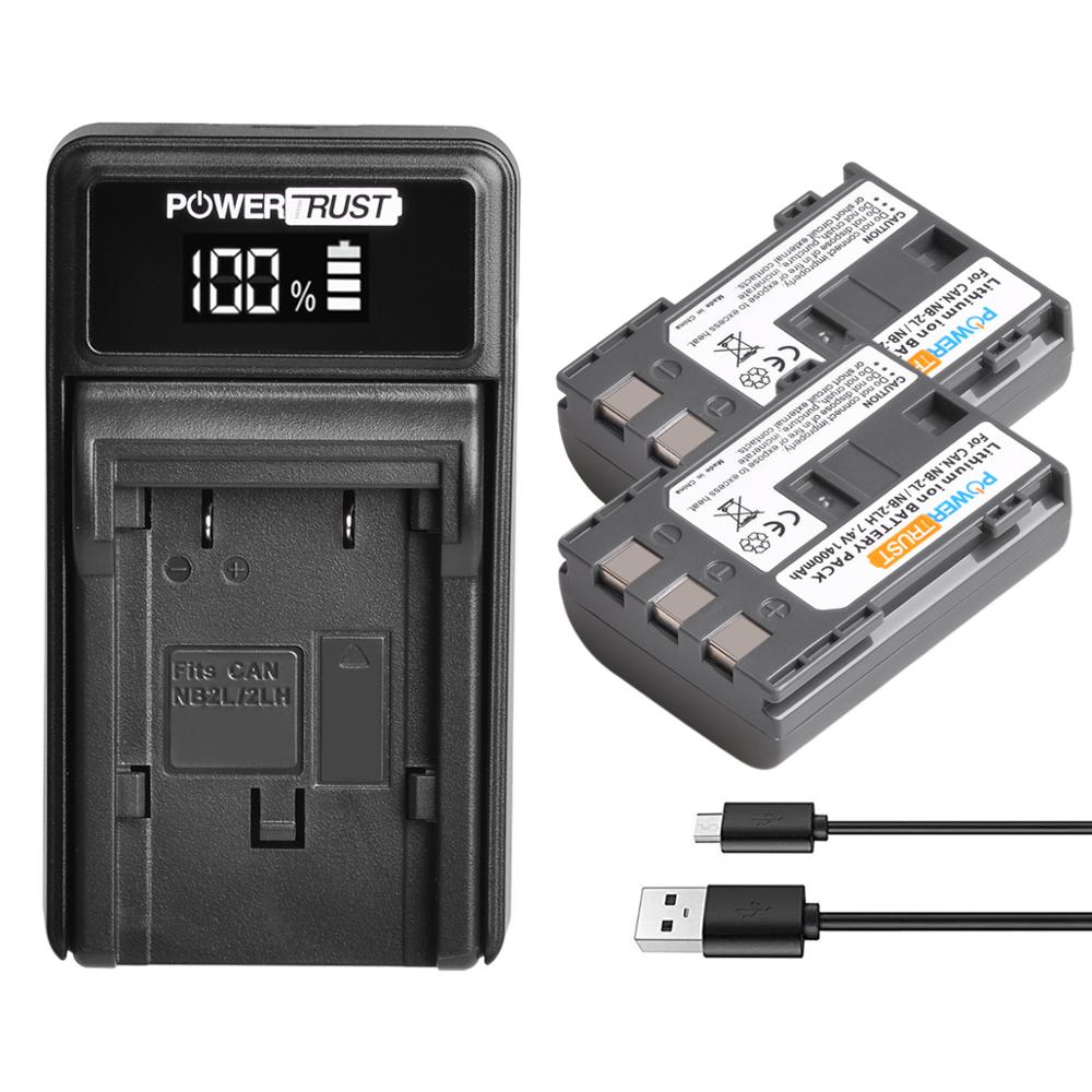 2Pack 1400mAh NB-2L NB-2LH NB2LH Battery + LED USB Charger for Canon PowerShot G7 G9 S30 S40 S45 S50 S60 S70 S80 DC410: 2Battery and charger