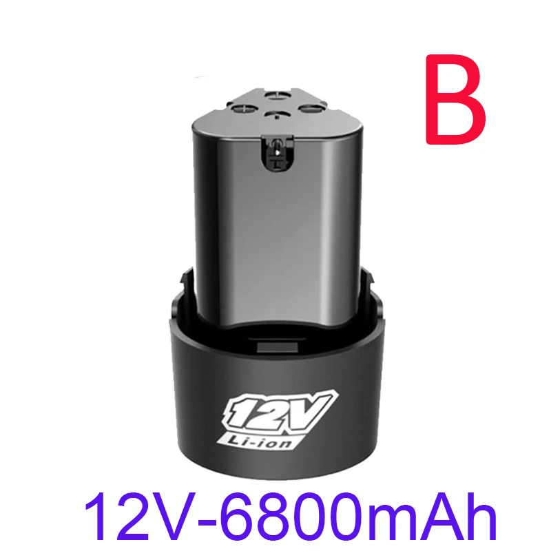 Batería recargable Universal para herramientas eléctricas, destornillador eléctrico, taladro eléctrico, batería de iones de litio, alta capacidad, 12V, 6800mAh: Negro