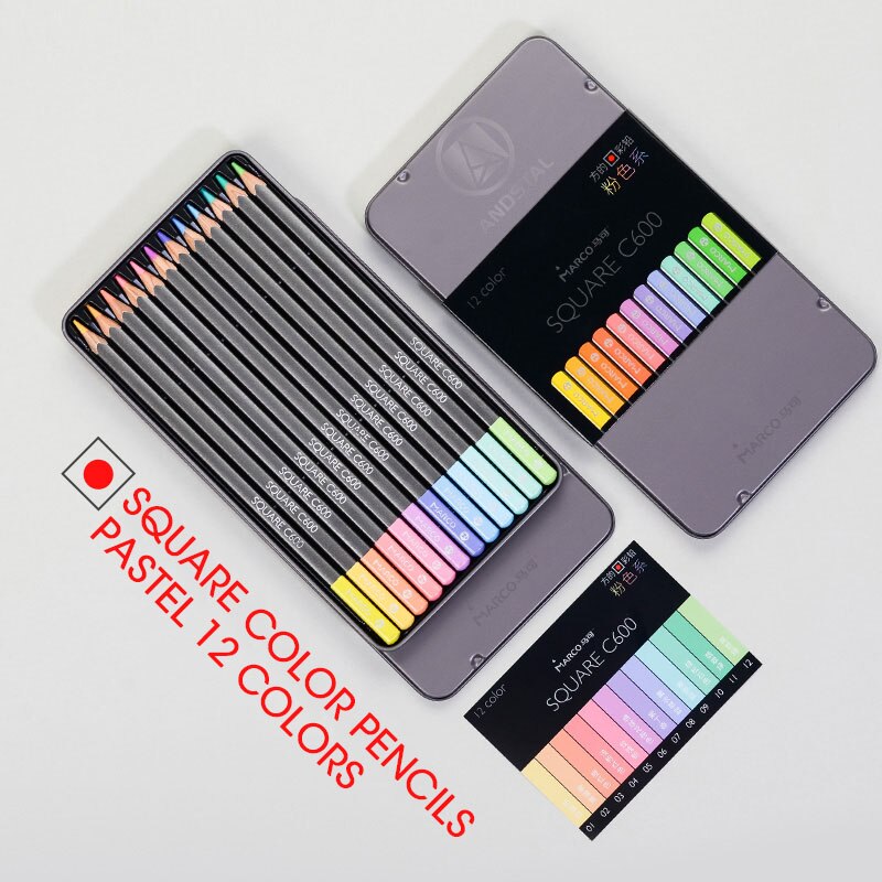 Andstal Marco 12/24 Platz Pastell Farben ungiftig Farbe Bleistift lapis de Kor Professionelle Farbige Bleistifte für Schule Liefert: 12 Pastell- Farben