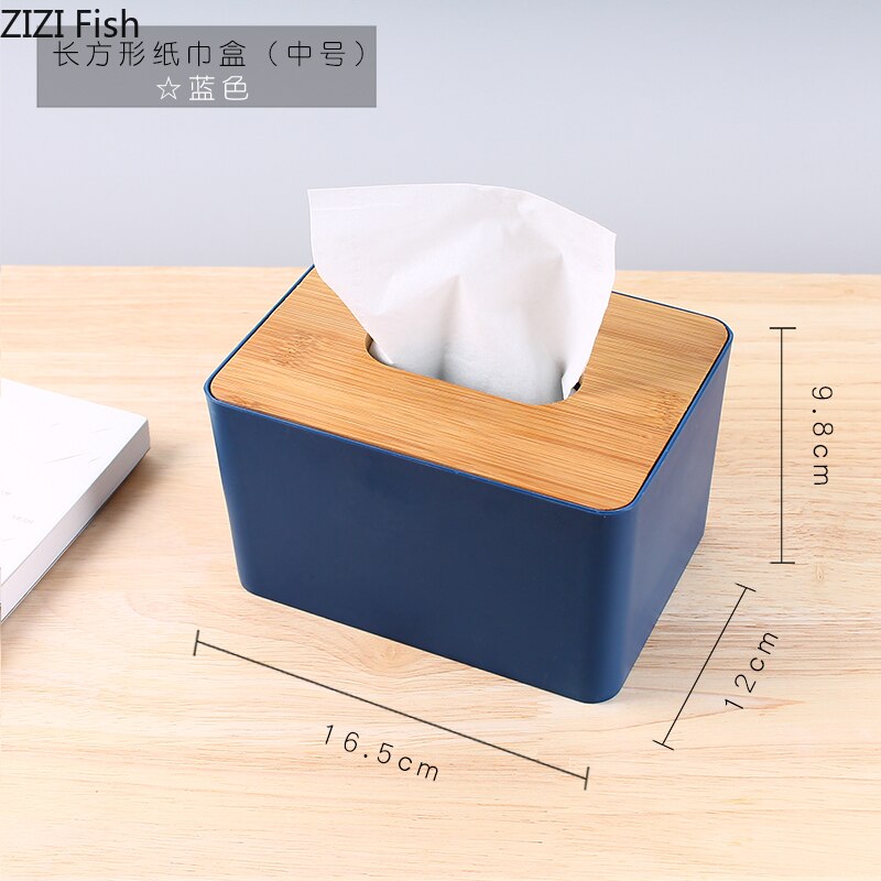 Bamboo Wood Tissue Box Rectangle Modern Style Home Multifunction Tissue Remote Control Container Organizer Kitchen Holdler