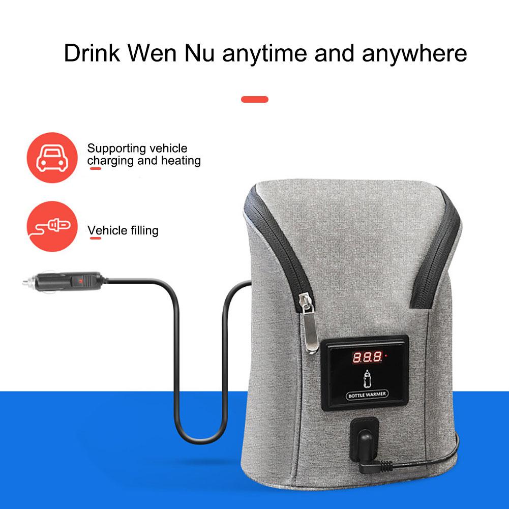 Carmounted Dubbele Fles Warme Draagbare Outdoor Thermostatische Constante Temperatuur Verwarming Multi-functionele Melk Fles Opbergtas: Default Title