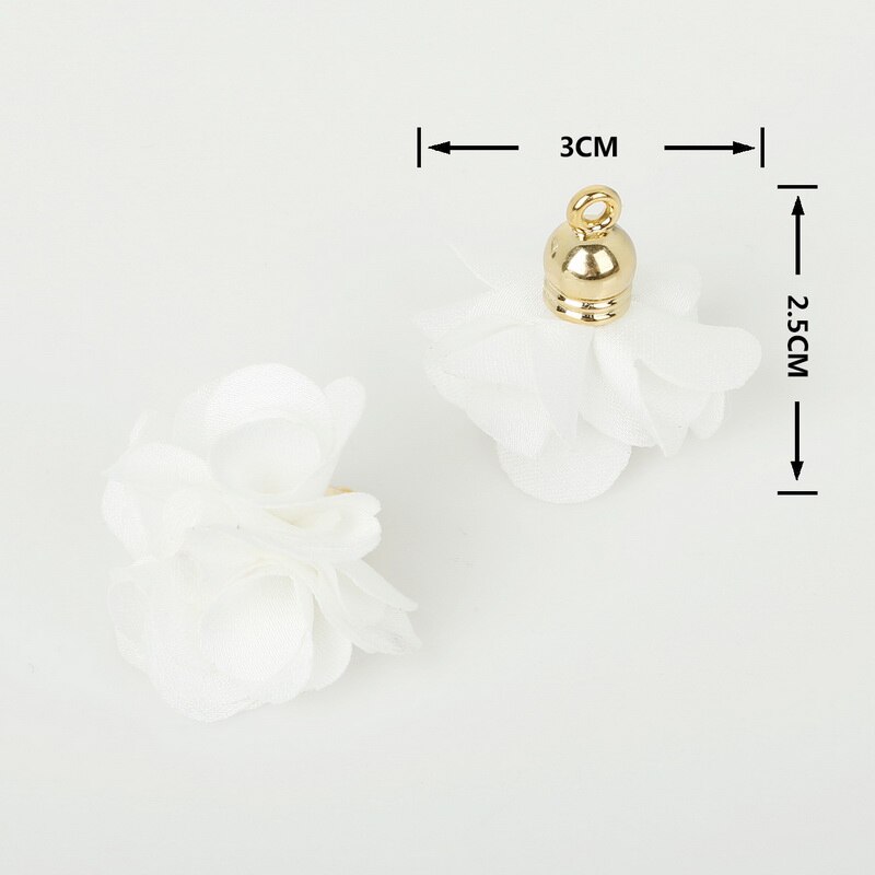 10 stuks 3*25cm bloemen bedel hanger kwastjes voor strik knutselen bruiloft feest decoratie doe-het-zelf benodigdheden verpakking accessoires: Wit