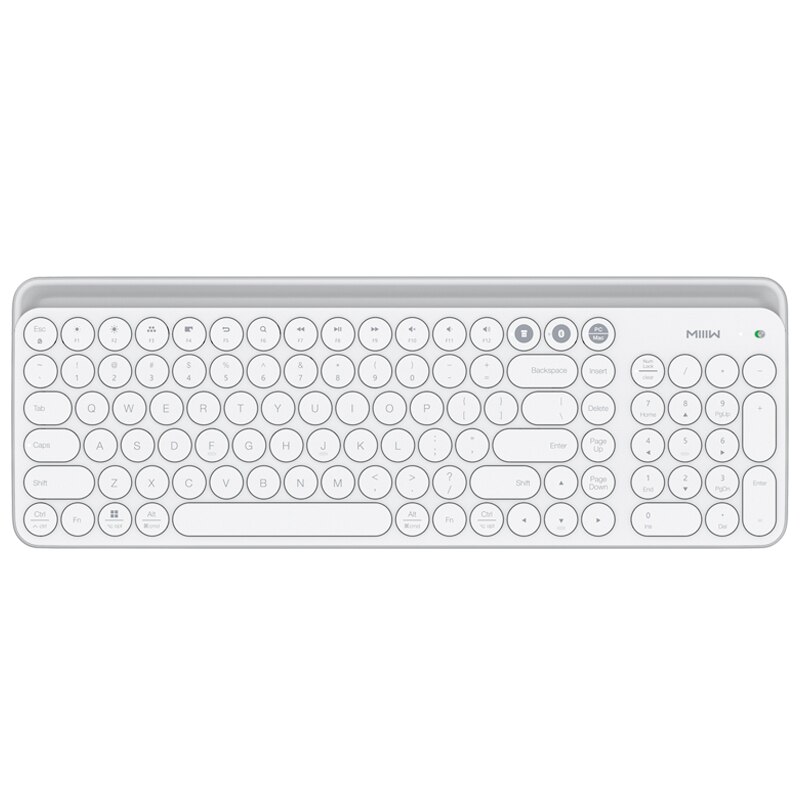 MIIIW Bluetooth 4.0 Dual Mode Keyboard 104 Keys MWBK01 2.4GHz Multi System Compatible Wireless Portable Keyboard: White