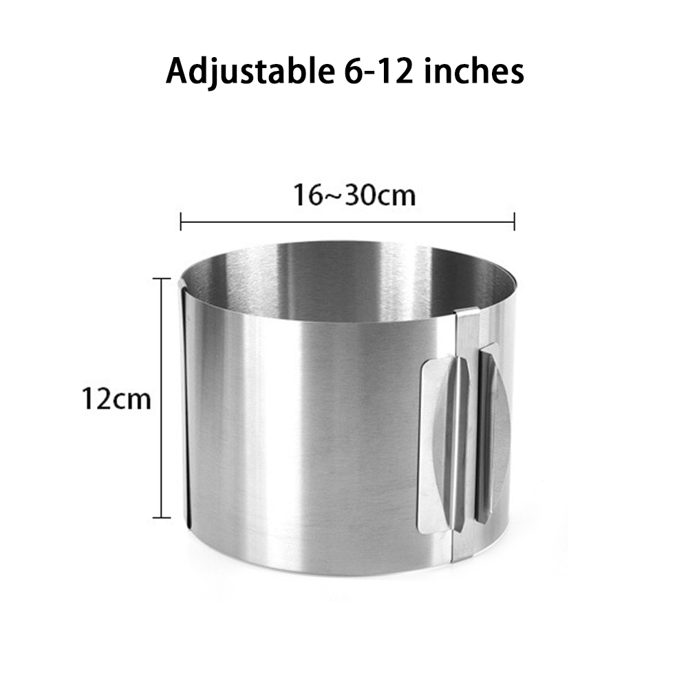 Adjustable Cake Ring for Baking 430 Stainless Steel 6-30cm Telescopic Mousse Ring Rustproof with Scale 3D Cake Baking Molds: Dark Khaki