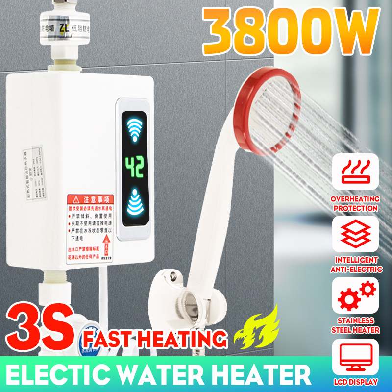 3800W 220V Hause Bad Elektrische Wasser Heizung Instant Heißer Wasser Heizung Heißer Heizung Dusche Tankless Durchlauferhitzer