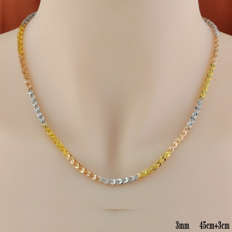 Bocai halskette  s925 echtem sterlingsilber für damen, schlichtes, klassisches Entwurf mit phönixschwanz, thailändisches silber, #39: 3mm 45cm