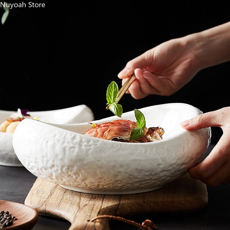 Creatieve Speciale-Vormige Keramische Kom Ovale Koude Gerechten Set Plaat Speciale Servies Hotel Restaurant Decoratie Schieten Props