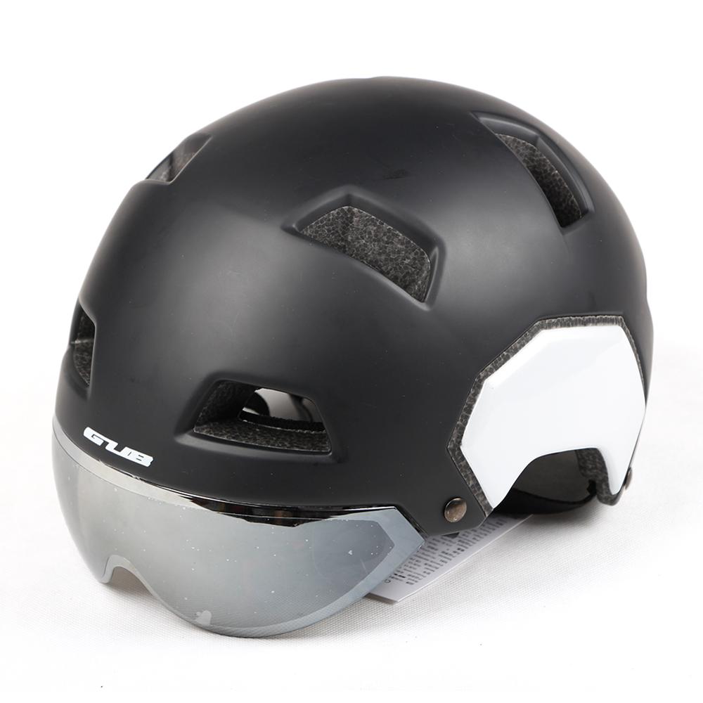 Men Women Ultralight Cycling Helmet MTB Mountain Road Bike Helmet with Goggles Breathable Integrally Molded GUB V3: Black / L(56-61cm)
