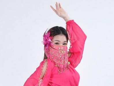 Velo de gasa con cara de baile para mujer, velo de gasa con cara de danza del vientre, tribal, India, 1 unids/lote: 6