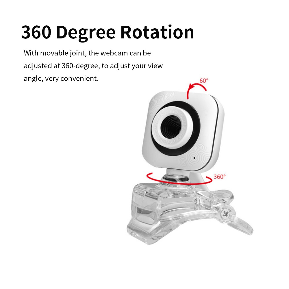 HD 480P Webcam 0.3MP Camera with Clear Mount Clip Built-in Microphone Notebook Web Cam PC Desktop Computer Web Camera Video