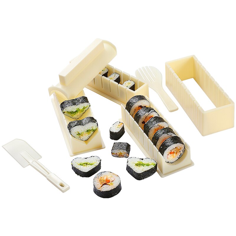 10Pcs/Set DIY Sushi Making Kit Roll Sushi Maker Rice Roll Mold Kitchen Sushi Tools Japanese Sushi Cooking Tools Kitchen Tools