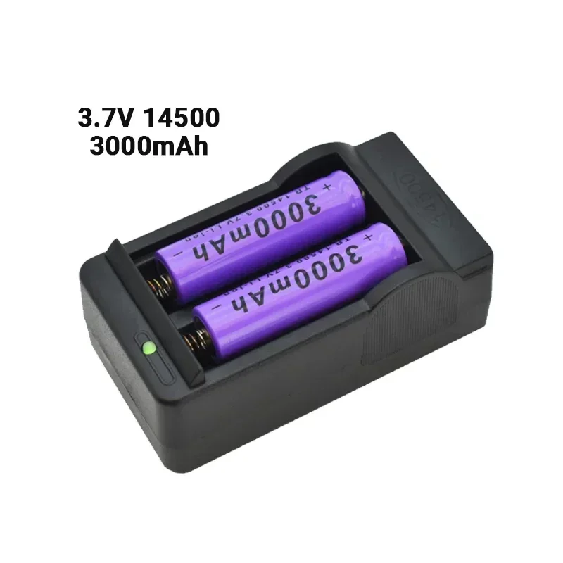 Batería de litio 14500 2025 100% la última batería recargable 3,7 V 3000mAh 14500 para linterna LED de juguete + cargador