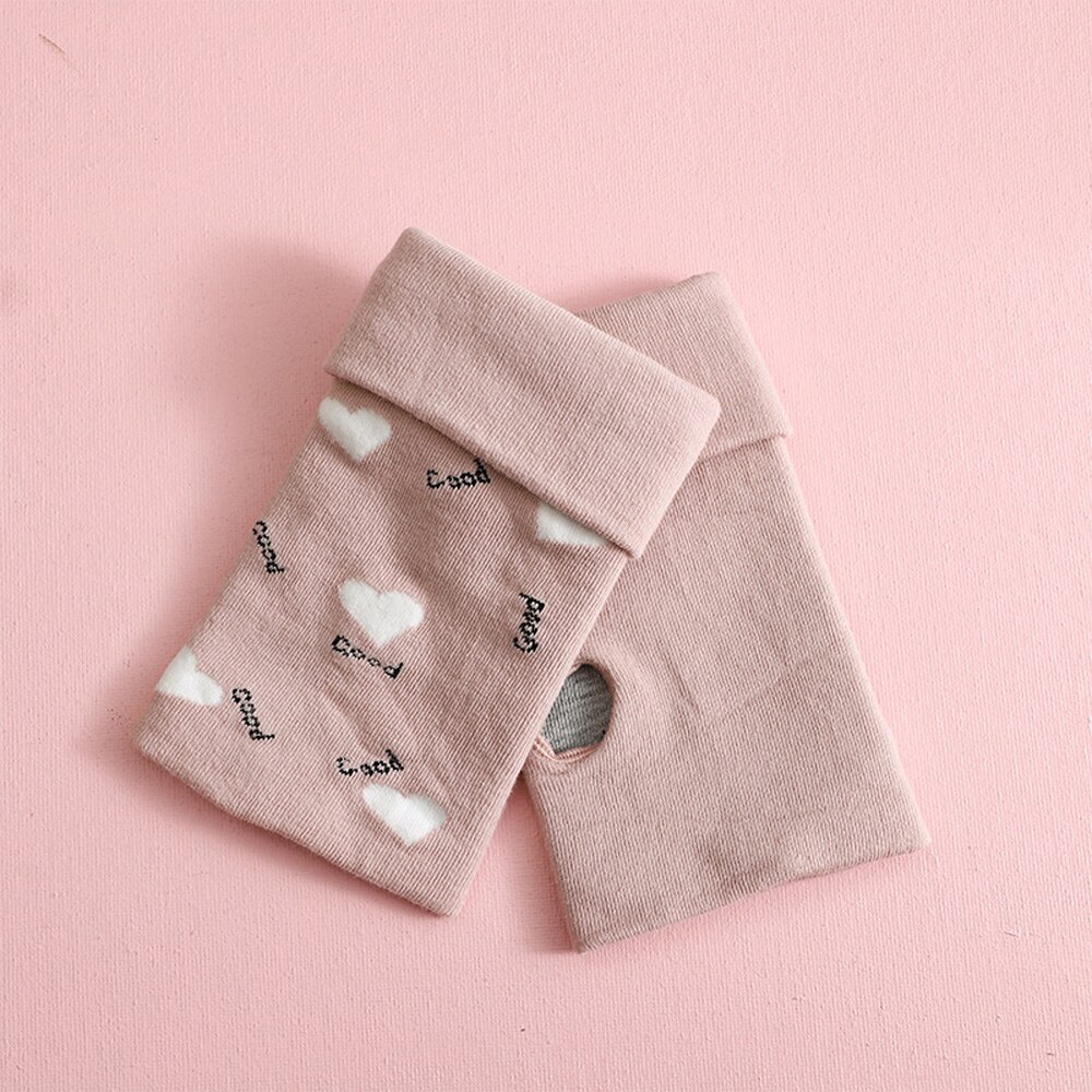 Rękawiczki bez palców kreskówka dinozaur kwiat z designem serca rękawiczki z dzianiny kobiety ciepłe zimowe różany palec ręka rękawice z jednym palcem: różowy serce