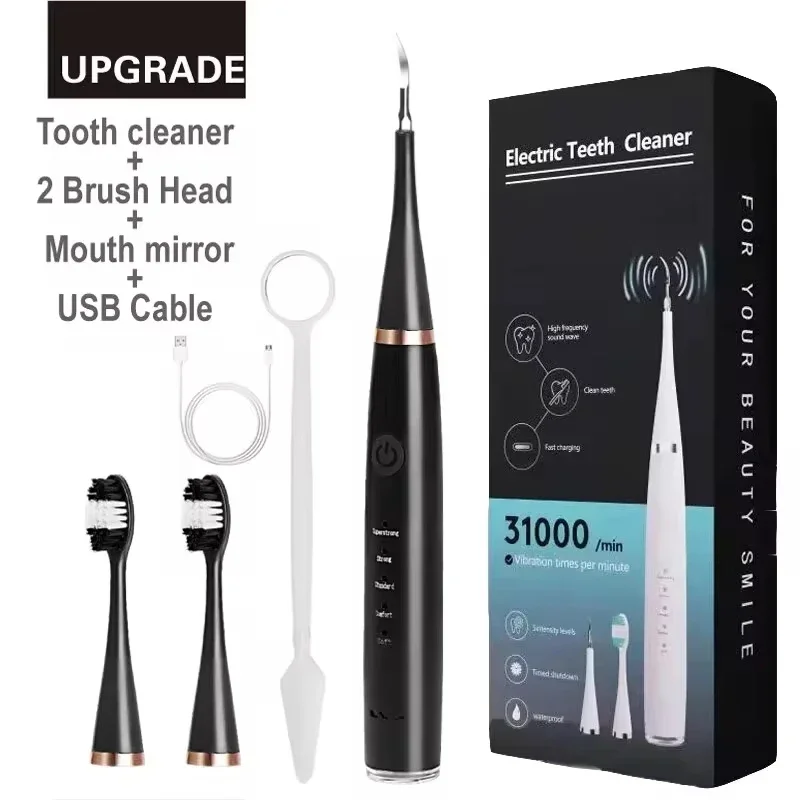 Electric Toothbrush with Sonic Cleaning 3-in-1 for Removing Tartar Whitening Teeth Oral Care USB Charging Replacing Brush Head: Brown