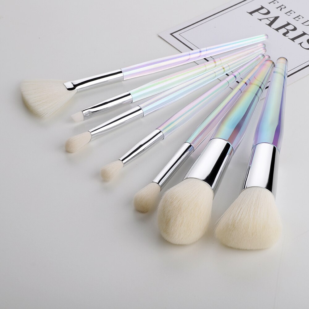 Fld 7/10/14 stk makeup børster værktøjssæt kosmetisk pudder øjenskygge foundation blush blending skønhed make up børste maquiagem: 7 stk hvid