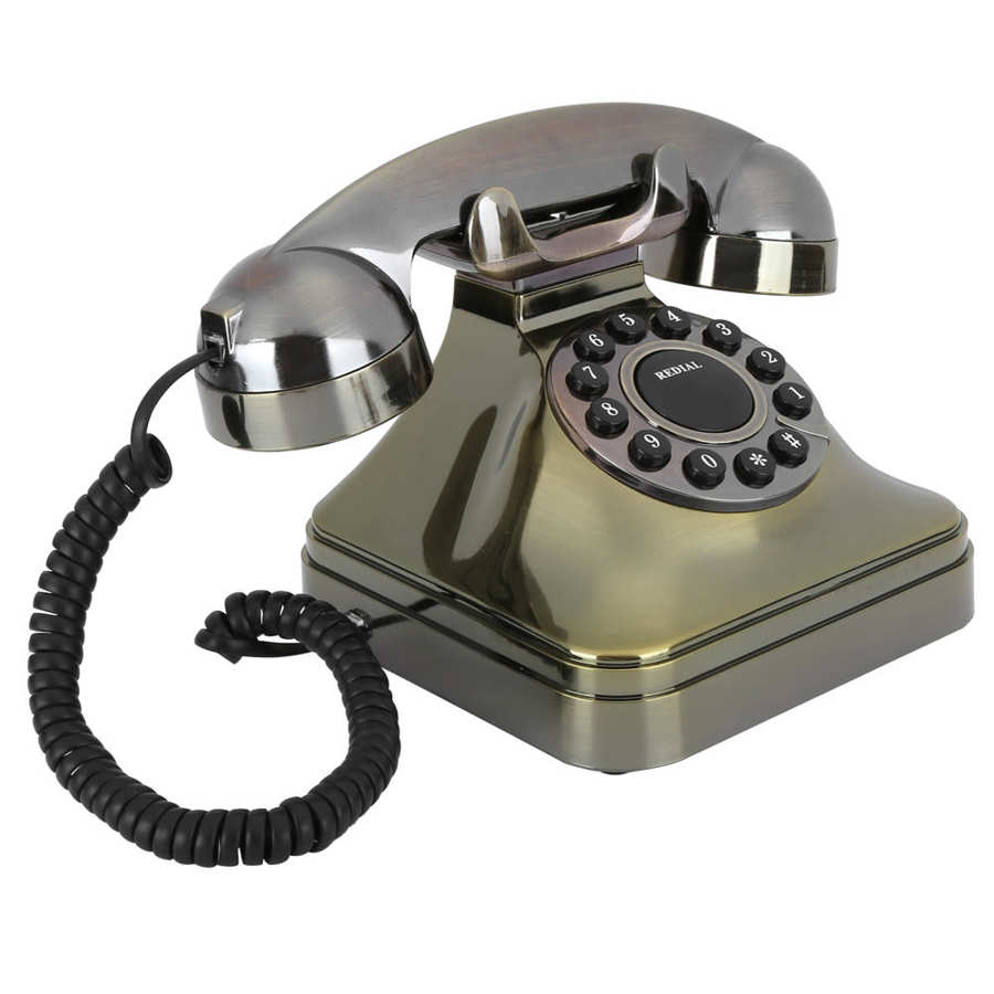 Vintage Retro Landline Telephone Antique Bronze High Definition Call Large Button Dial Telephone for Home Office Hotel