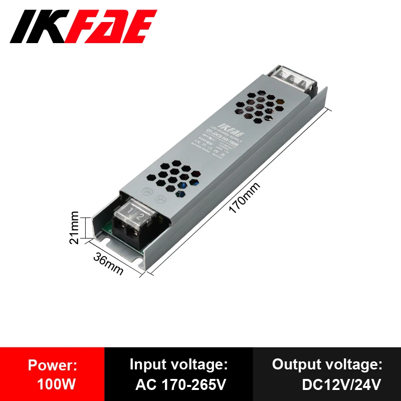 Alimentation LED 12V 24V, 60W 100W 200W 300W 400W 500W, transformateur AC/DC Ultra fin, convertisseur de pilote LED pour éclairage de bande LED: Bleu / 24V