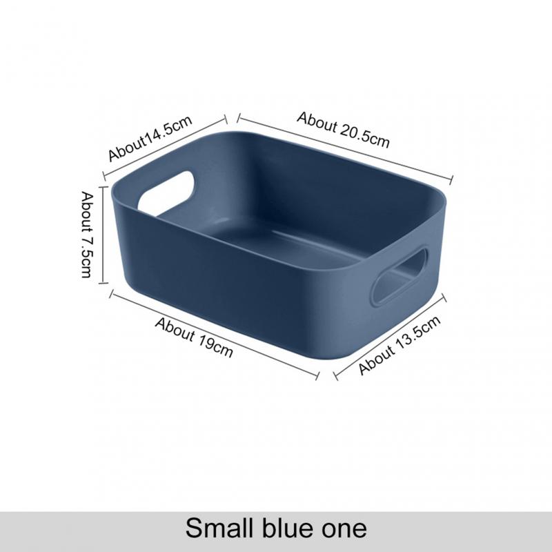 Storage Basket With Handle Cosmetic Storage Box Desktop Sundries Plastic Organizer Household Makeup Kitchen Storage Container: blue S