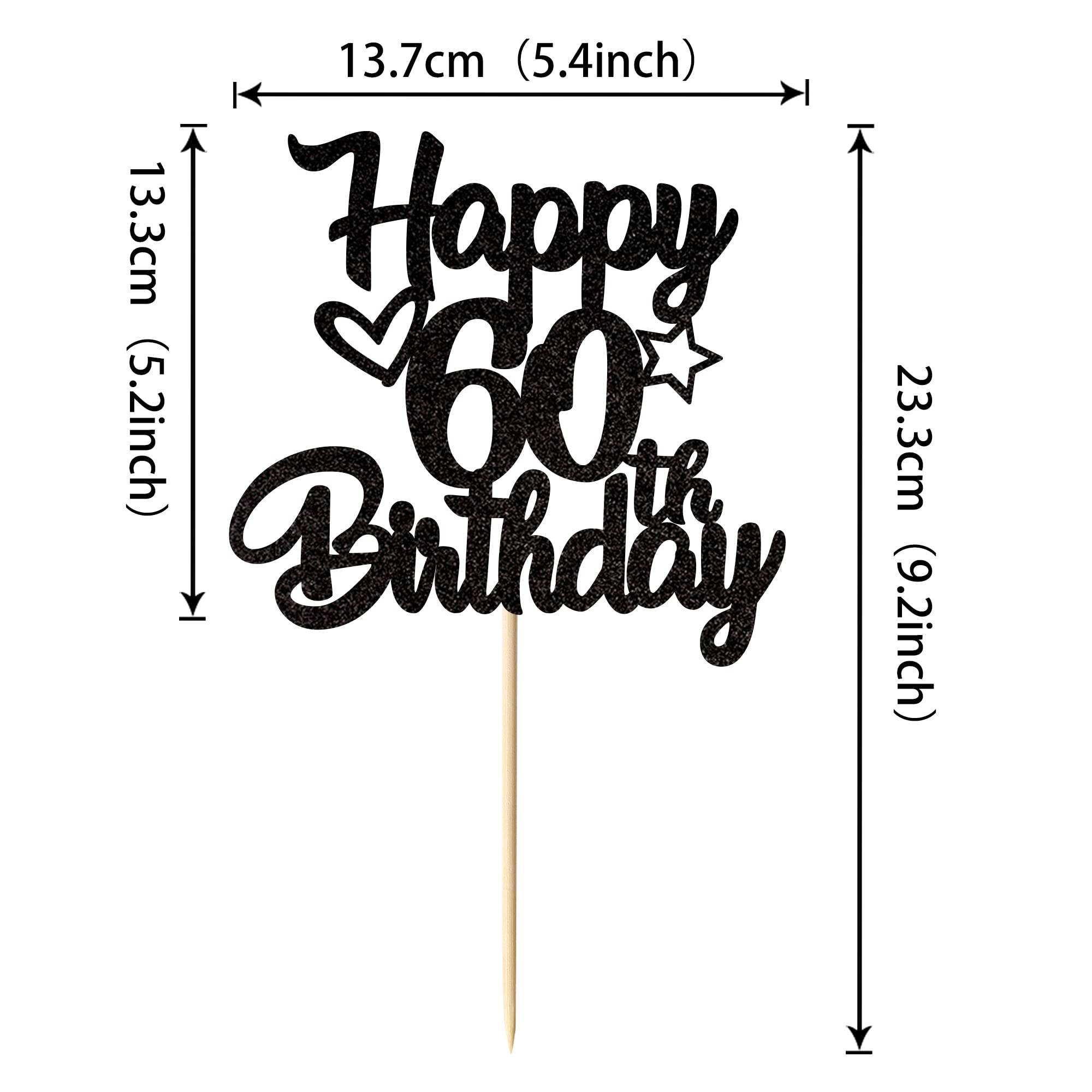 1 paquete de adornos para tarta de feliz 60 cumpleaños, letrero de cumpleaños, decoraciones para tartas para suministros para fiestas temáticas de 60 cumpleaños