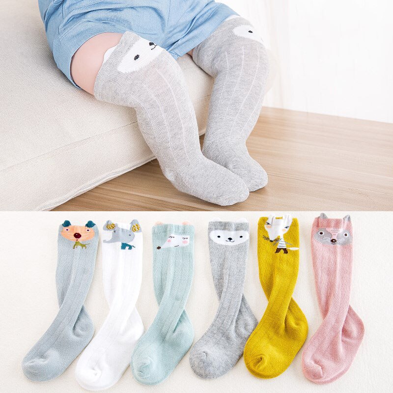 Baby Sokken Mooie Cartoon Pasgeboren Baby Lange Sokken Zomer Peuter Jongens Meisje Katoen Knie Hoge Sokken: 1 pair gray