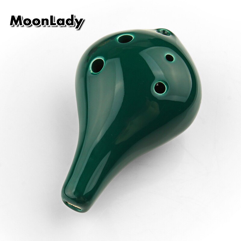 Ocarina-Colgante de cerámica con 6 agujeros para principiantes, Ocarina pequeña de boca larga, tono Alto C, recuerdo turístico, juguetes de enseñanza, 4 colores