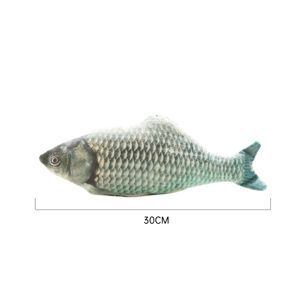 30/34CM Electronic Pet Cat Simulation Fish Toy USB Battery Charging Cat Chewing Playing Toy Biting Supplies Dropshiping: O with USB cable