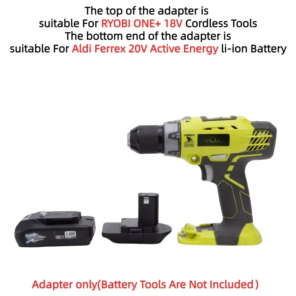 Battery Adapter Converter for Aldi Ferrex 20V Active Energy Li-ion Battery TO RYOBI ONE+ 18V Cordless Drill Tools(Only Adapter)