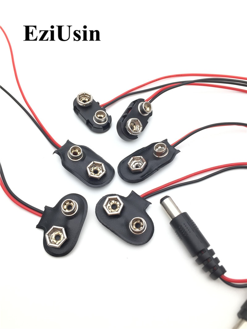 10Pcs 6F22 9V Batterij Adapter Snap Connector Clip Lead Wires Houder Dc 5.5*2.1 Jack Clip Power kabel Voor Arduino Diy Jack