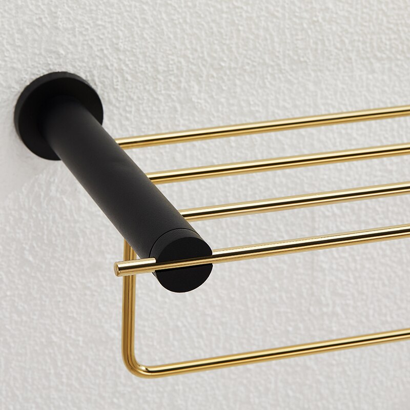 Accessoires de salle de bain en cuivre doré | Porte-serviettes 60cm porte-serviettes mural de bain-douche, ensemble de porte-savon en céramique