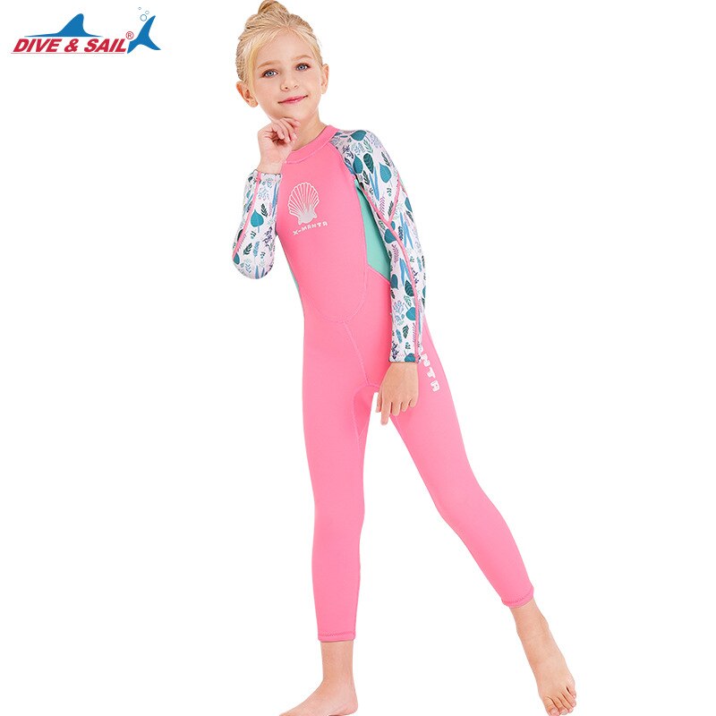 Traje de baño de una pieza para niños, bañador cálido de 2,5mm para invierno, traje de neopreno de manga larga a prueba de frío para surf, novedad